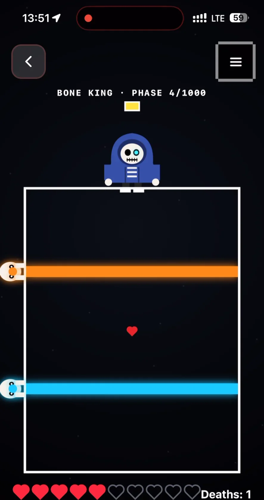 Bone Duel: two lasers sweep across the arena