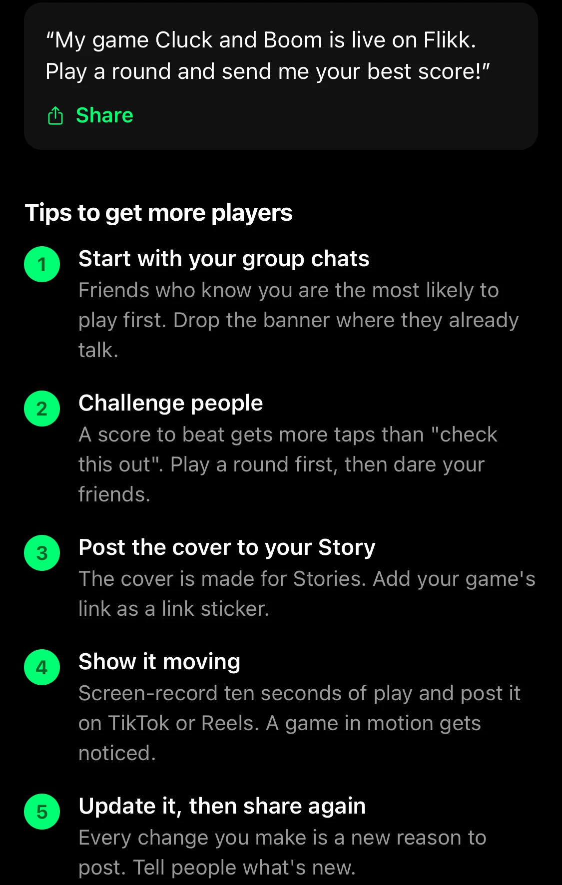 Ready-to-send captions and five Tips to get more players in the Get Players tab