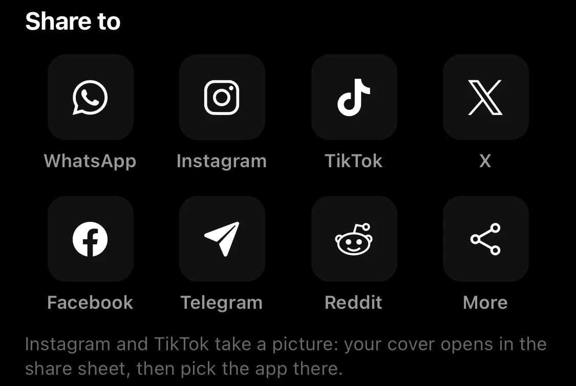 Share to buttons for WhatsApp, Instagram, TikTok, X, Facebook, Telegram, Reddit and More