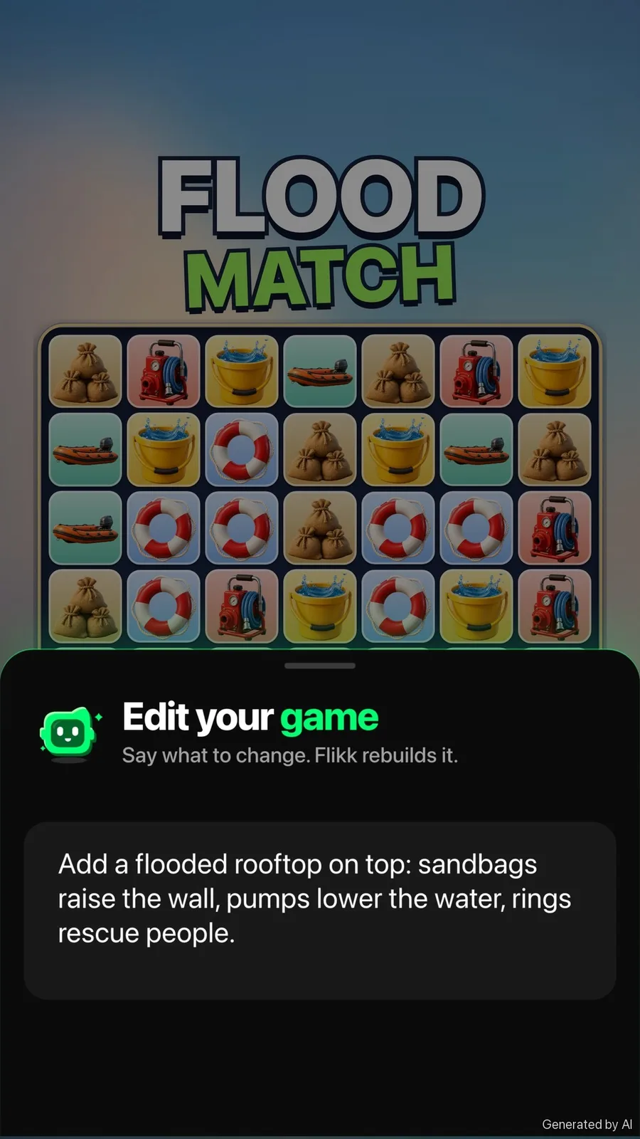 Illustration: typing the edit that adds a flooded rooftop