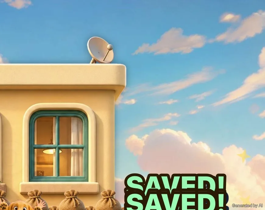 Illustration: the house with SAVED! next to it after a rescue