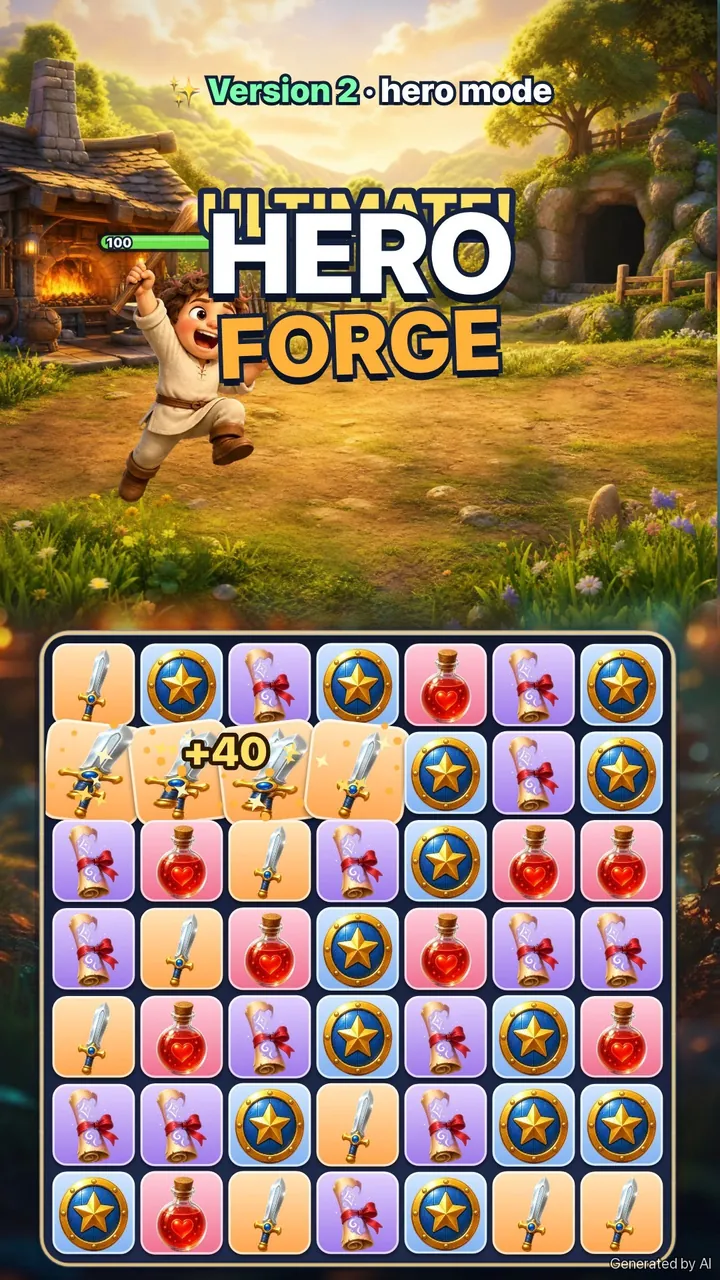 Illustration: the hero arrives in a village above the same board