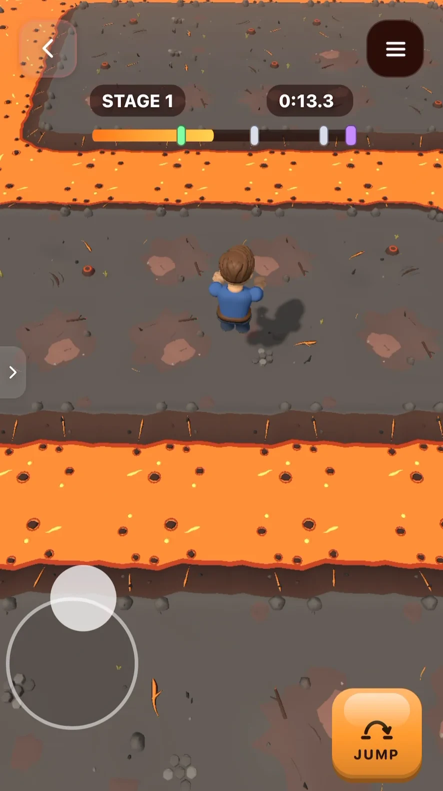 Lava Leap before the edit: a plain stone path between rivers of lava